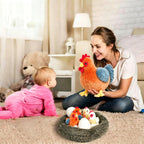 Juego de animales de peluche de pollo 9 en 1, lindo juguete de peluche de gallina ponedora de huevos con cremallera y pollitos de juguete, pollos, huevos y gallinero, juguetes para niños y niñas, regalos de peluche de cumpleaños y Navidad