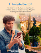 meross - Enchufe inteligente para exteriores, salida Wi-Fi para exteriores con 3 enchufes independientes compatibles con Apple Homekit, Alexa y SmartThings, control de voz y remoto, temporizador, solo