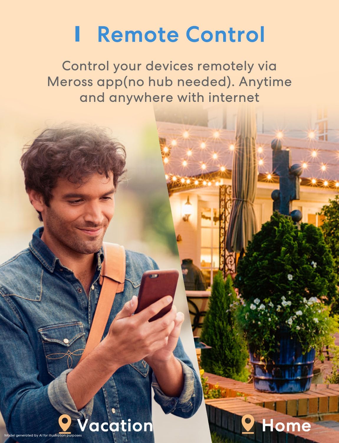 meross - Enchufe inteligente para exteriores, salida Wi-Fi para exteriores con 3 enchufes independientes compatibles con Apple Homekit, Alexa y SmartThings, control de voz y remoto, temporizador, solo