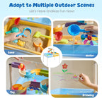 FUNLIO Mesa de agua para niños pequeños, mesa de agua y arena ajustable para niños de 3 a 6 años, mesa sensorial 4 en 1 para niños pequeños con 2 contenedores de almacenamiento, tablero acrílico y 16 piezas de accesorios, juego en interiores y exteriores