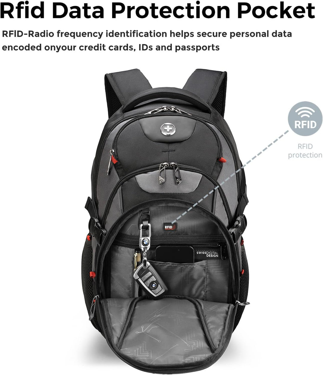 swissdigital Mochila para portátil de viaje de negocios, para hombr...