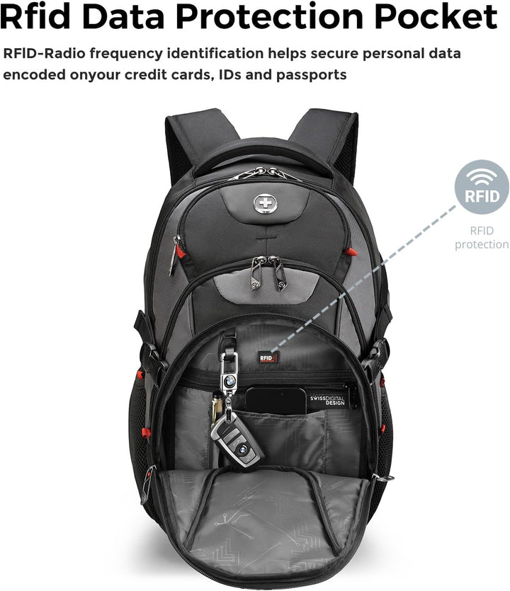 swissdigital Mochila para portátil de viaje de negocios, para hombr...