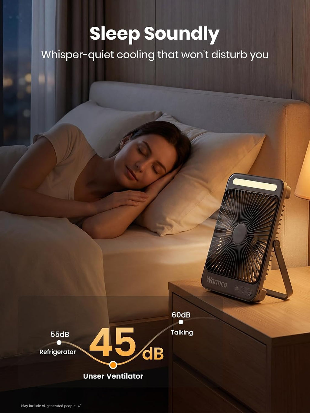 Warmco D4 - Ventilador de camping con batería de 20000 mAh, lintern...