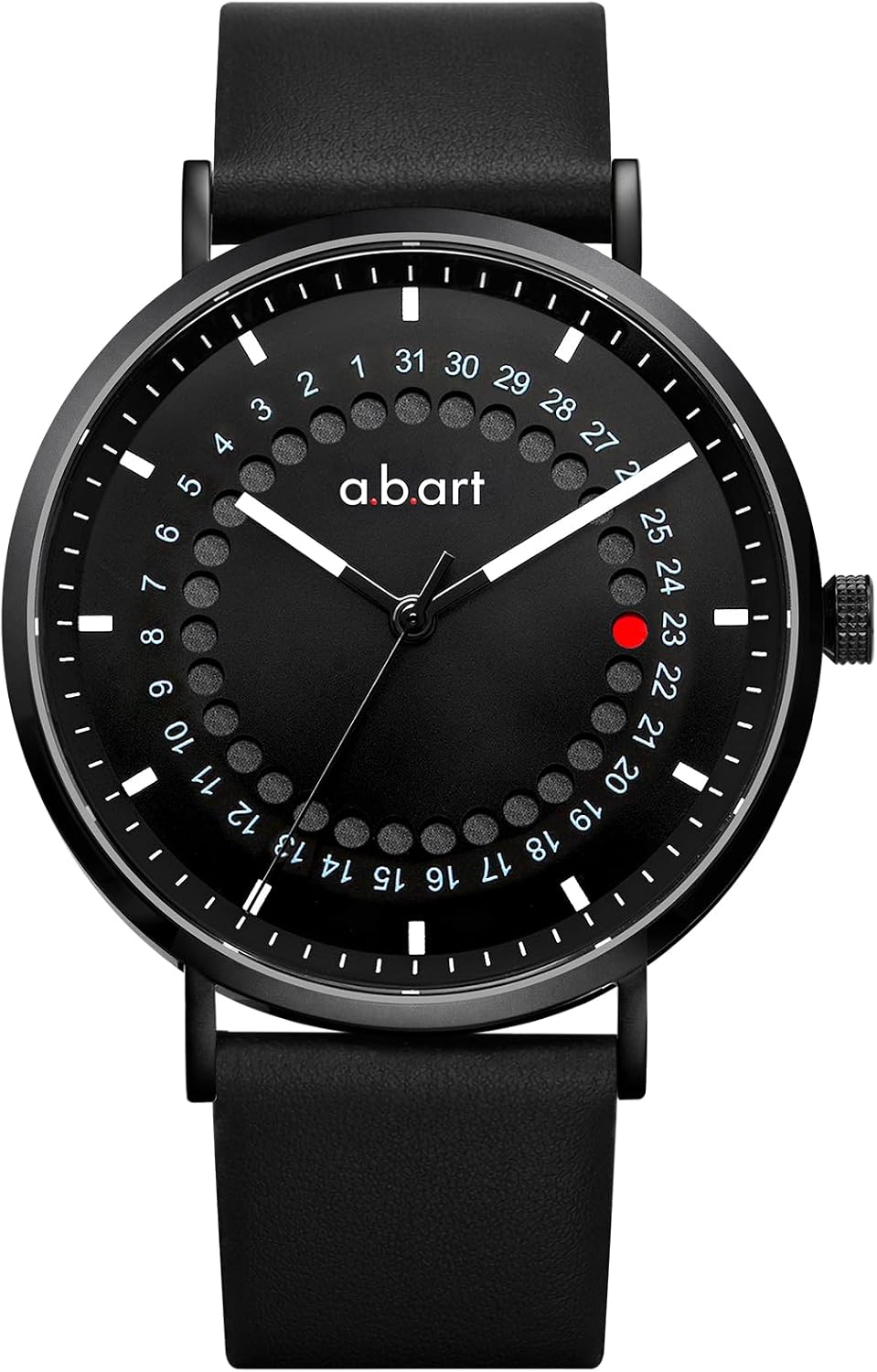 a.b.art Reloj para hombre – Visualización de fecha saltarina, Movimiento Quartz Ronda, Cristal de zafiro, Caja de acero inoxidable ultrafina, Diseño minimalista Bauhaus, 41MM