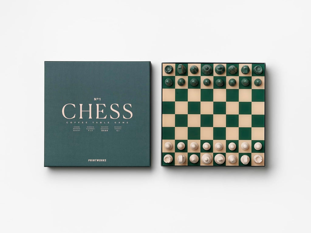 Set de Ajedrez Classic Green de Printworks - Piezas de Madera y Tablero de Acrílico