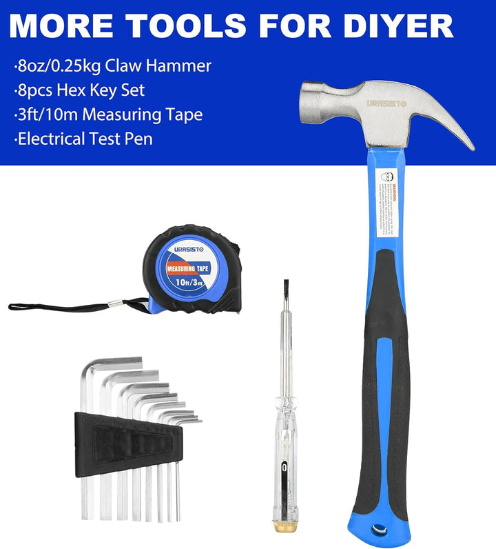 URASISTO Kit de herramientas para el hogar de 24 piezas para hombre...