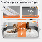 Caja de arena para gatos de acero inoxidable, caja de arena de metal fácil