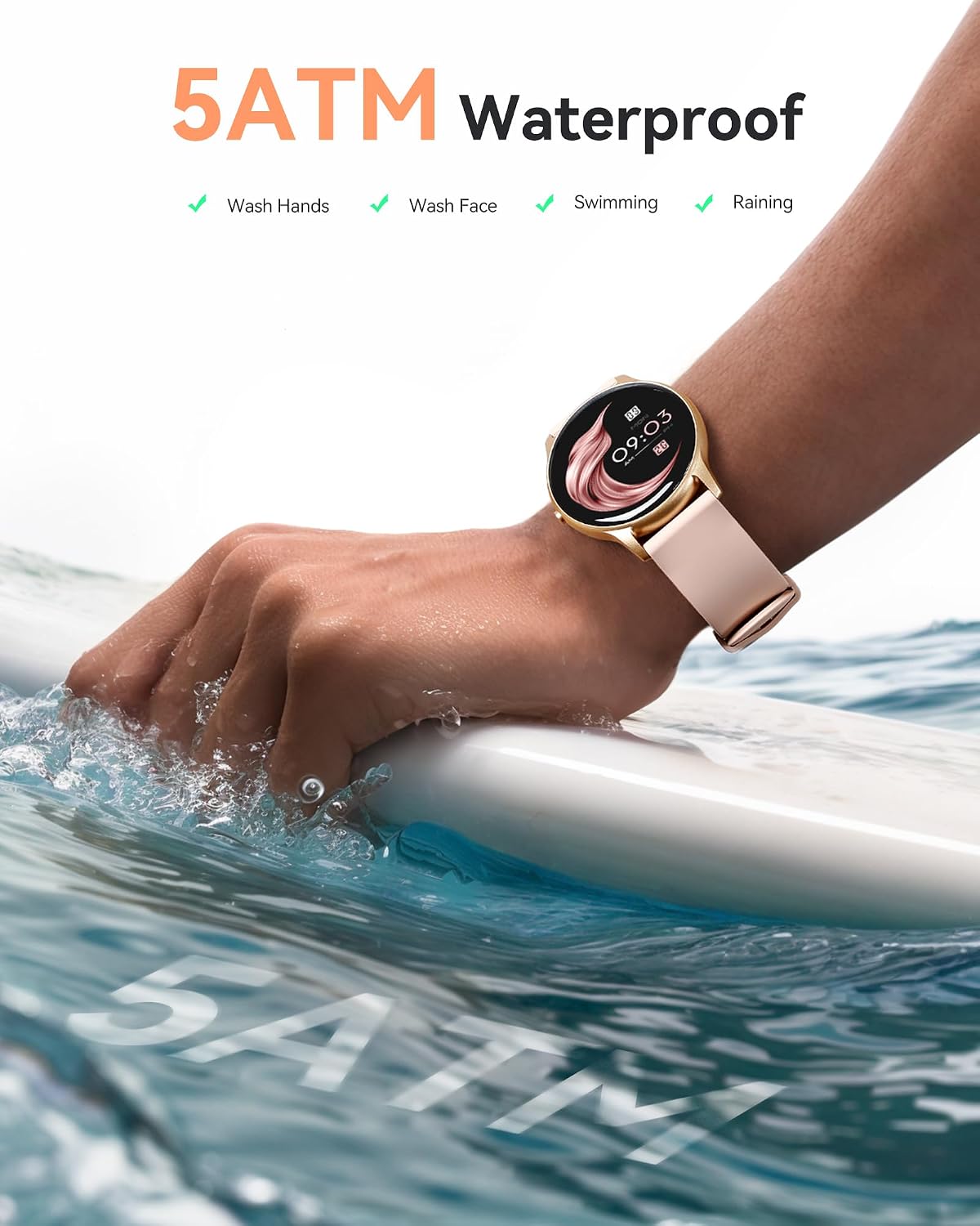 AGPTEK Reloj inteligente para mujer, reloj inteligente impermeable de 5 ATM