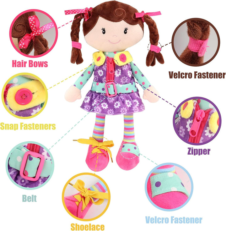 Snuggle Stuffs Sugar Snap - Muñeca de peluche para aprender a vesti...