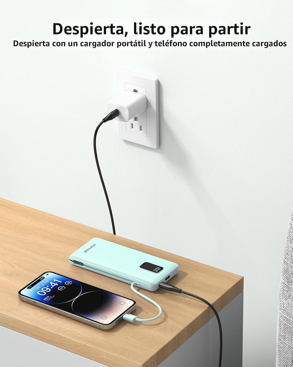 charmast Banco portátil 10000mAh del poder del cargador con el enchufe