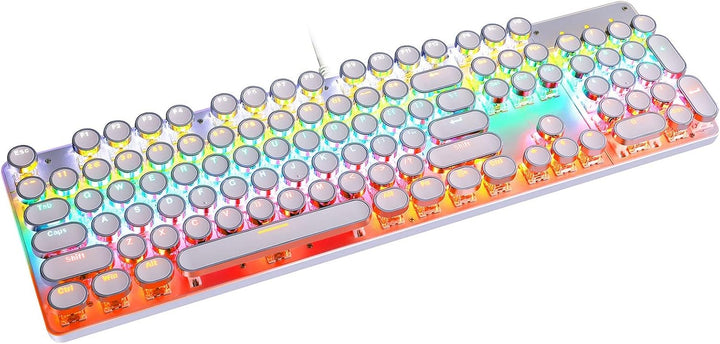 YSCP Teclado mecánico para juegos estilo máquina de escribir con re...