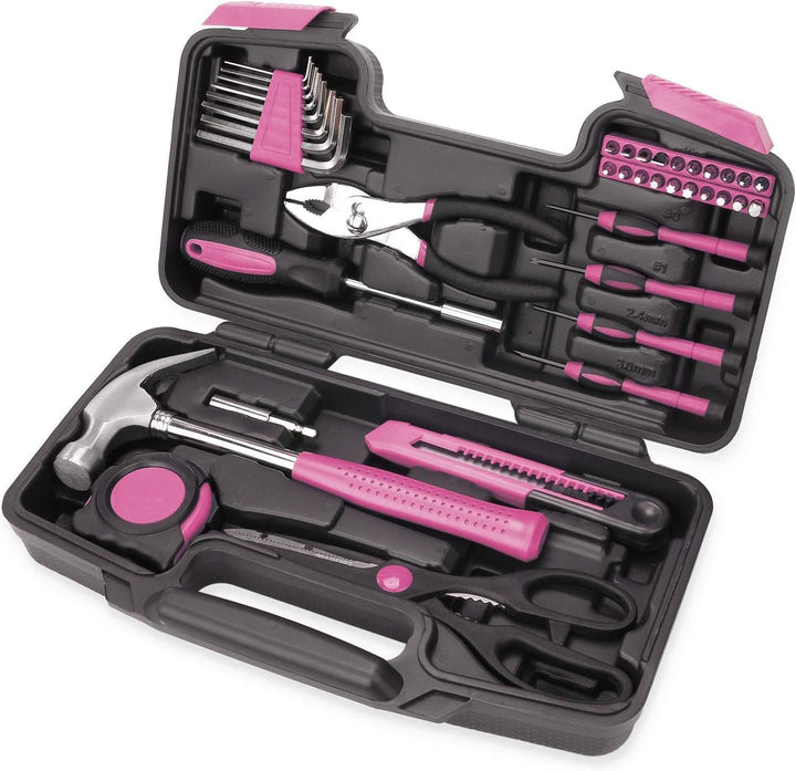 Kit de herramientas para el hogar de 39 piezas multiusos color rosa...