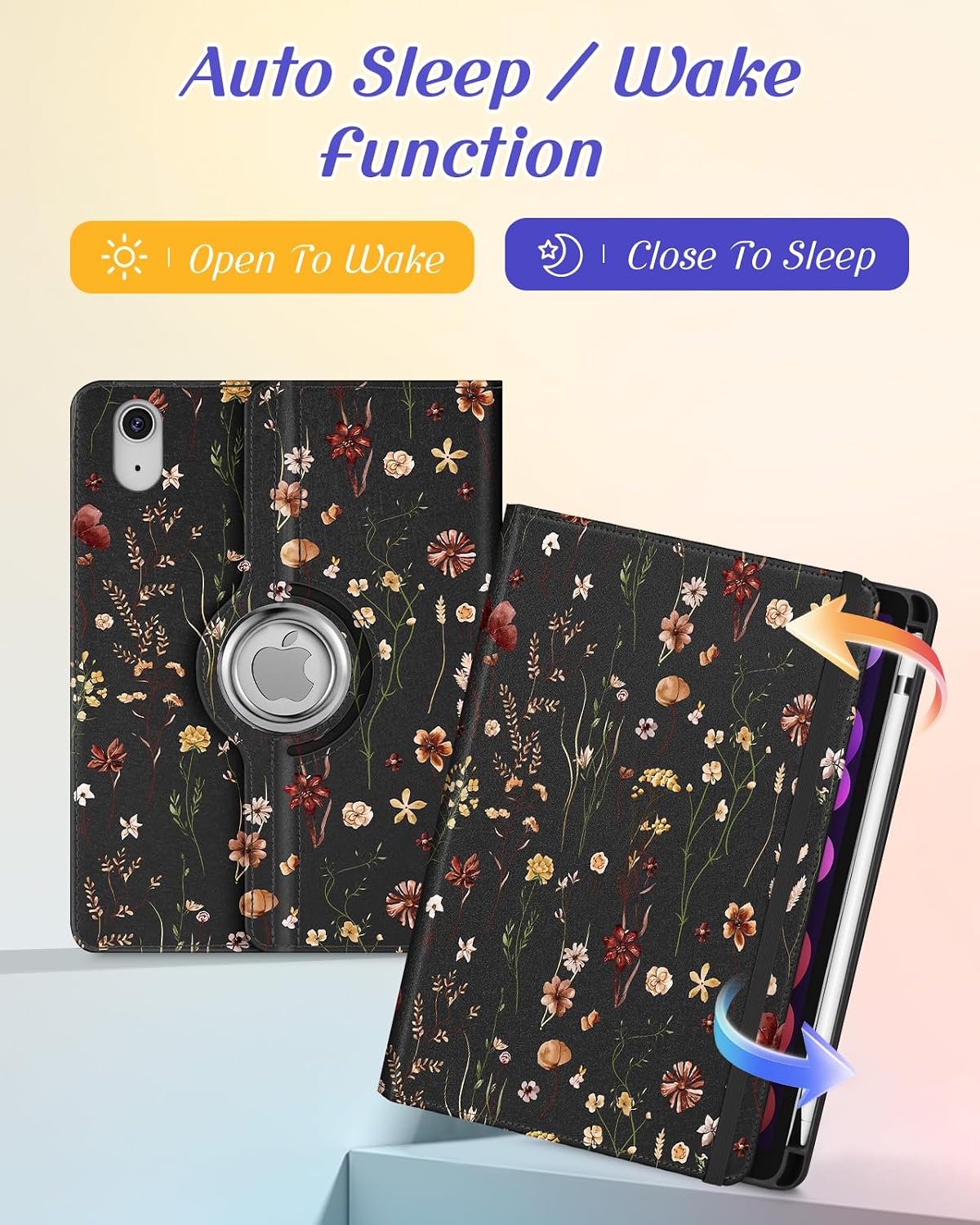 Funda para iPad mini 7ª (A17 Pro)/Mini 6ª de 8.3 pulgadas, flor