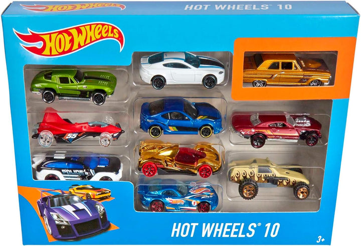 Hot Wheels Juego de 10 camiones y autos de juguete a escala 1:64 pa...