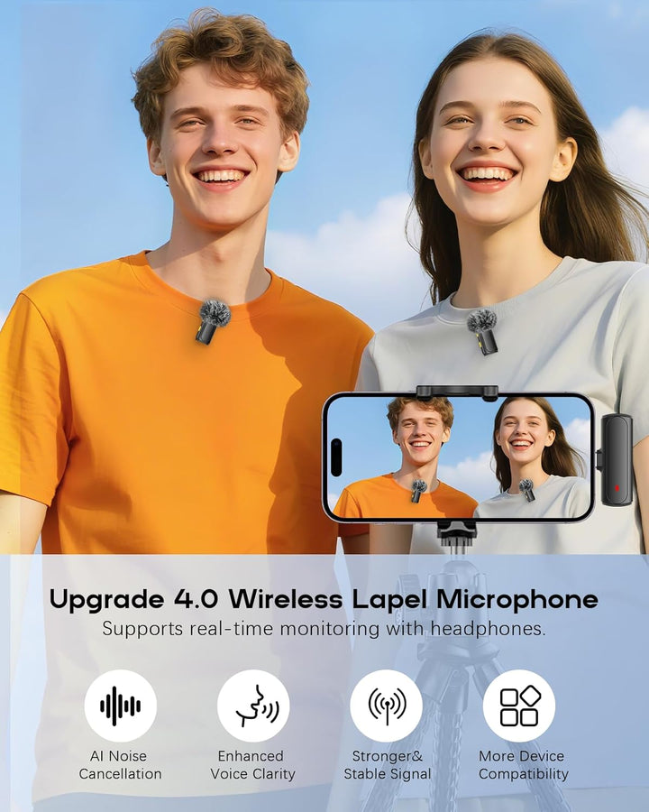 Mini micrófono inalámbrico para iPhone, paquete de 2 micrófonos Lav...
