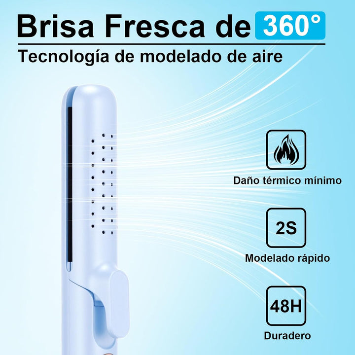 Plancha de pelo 2 en 1 y rizador de pelo con función de flujo de ai...