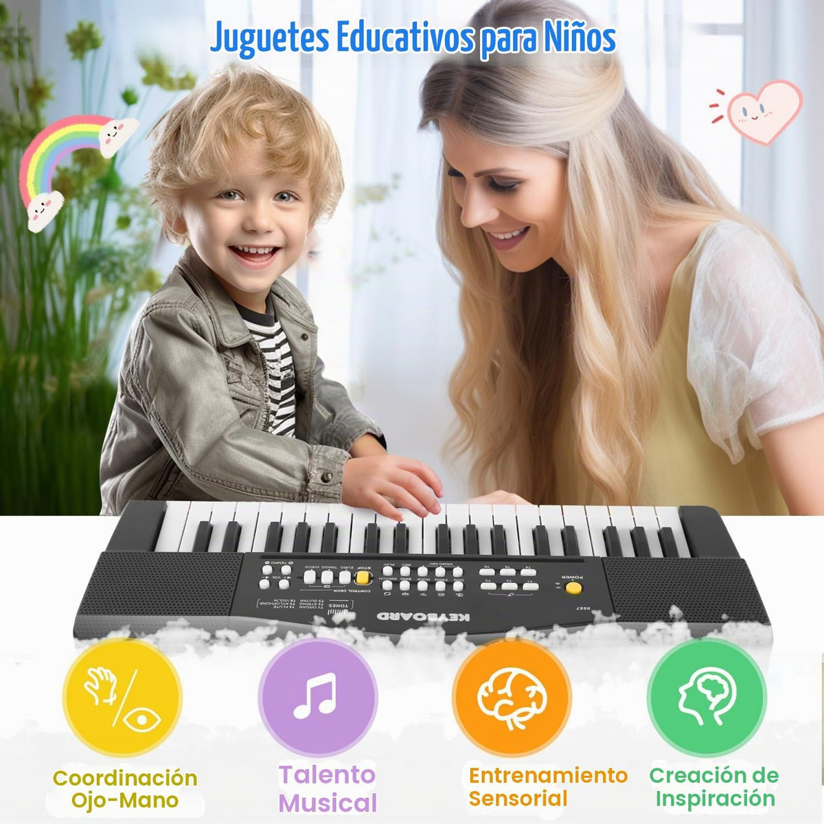 37 teclas para niños pequeños, teclado de piano eléctrico, pianos con micrófono