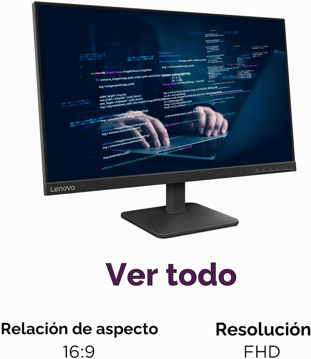 Lenovo L24-4e - Monitor de oficina - Pantalla IPS FHD de 23.8"...