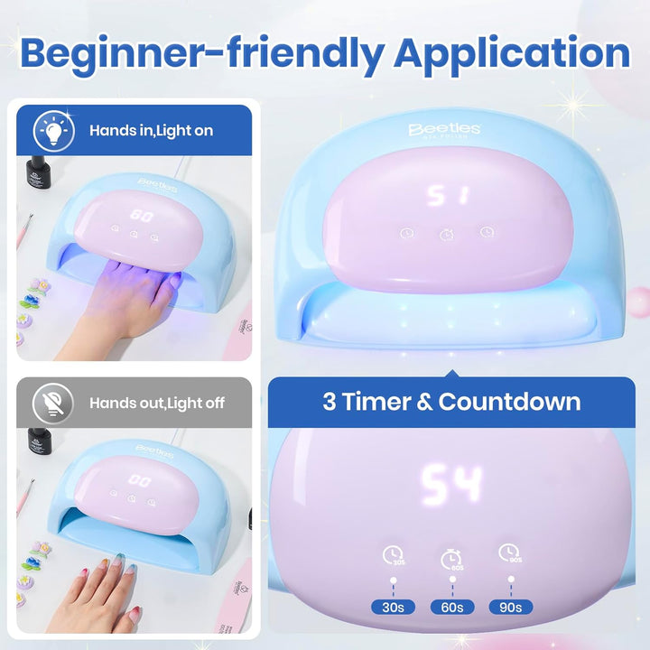 Beetles - Lámpara de uñas UV, luz de uñas de gel azul caramelo con...