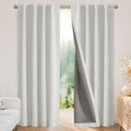 Joydeco Cortinas opacas para dormitorio, 84 pulgadas de largo, 100% bloqueo de luz, juego de 2 paneles de cortinas blancas, cortinas de oscurecimiento de habitación con aislamiento térmico, textura de