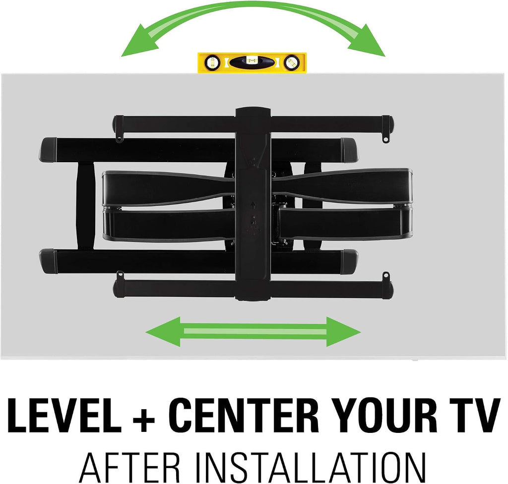 SANUS Soporte de pared para TV de movimiento completo para televisores de 42" a 90" de hasta 125 libras – Extiende, gira e inclina - Instalación DIY fácil en 3 pasos con herrajes incluidos - Acabado