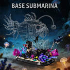 Lámpara Juego de construcción de peces mecánicos, 1010 piezas, modelos de bloques de monstruos de mar profundo con base de coral, juguetes de construcción de animales oceánicos steampunk, adecuado para niños