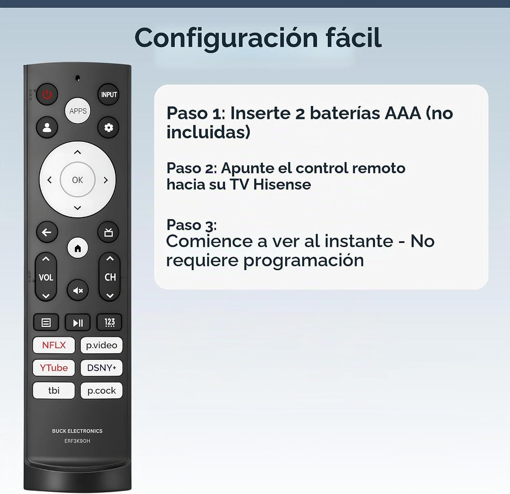 Control remoto de repuesto para televisores inteligentes Hisense, modelo ERF3K90H, compatible con 4K, ULED y UHD, 1 paquete