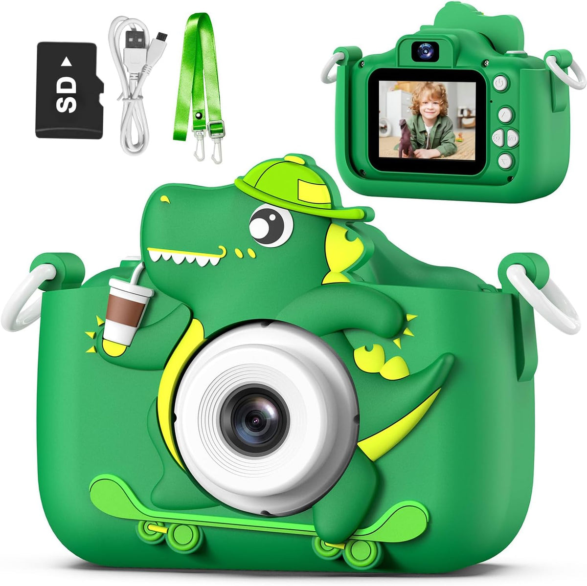 Juguetes de cámara para niños de 3 a 8 años de edad, videocámara digital para niños con cubierta suave de dibujos animados, el mejor regalo de festival de cumpleaños de Navidad para niños
