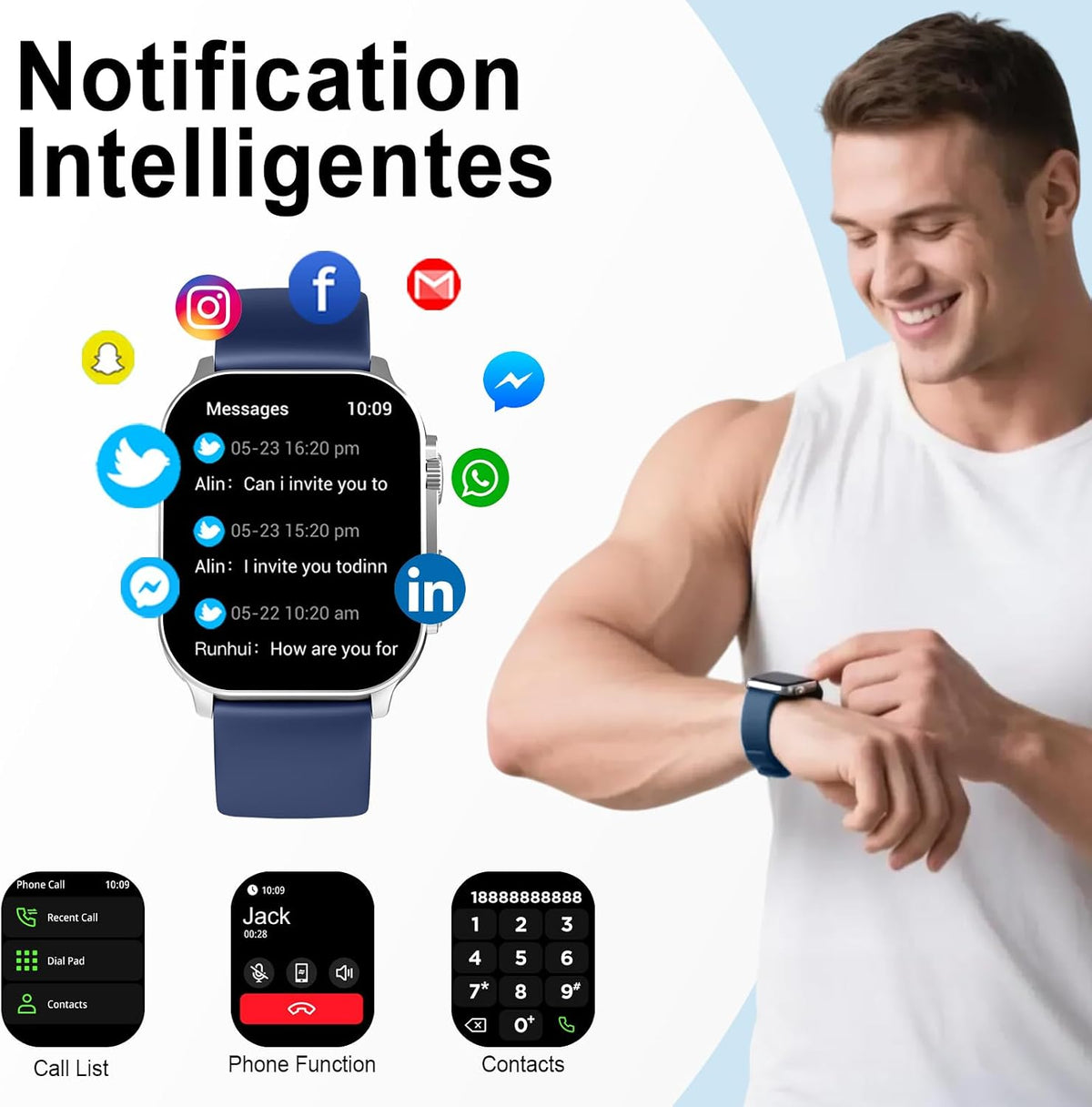 Poounur Relojes inteligentes para mujer, reloj inteligente con llamadas/mensajes/notificaciones, rastreador de actividad física con monitor de frecuencia cardíaca 24/7/sueño, reloj inteligente