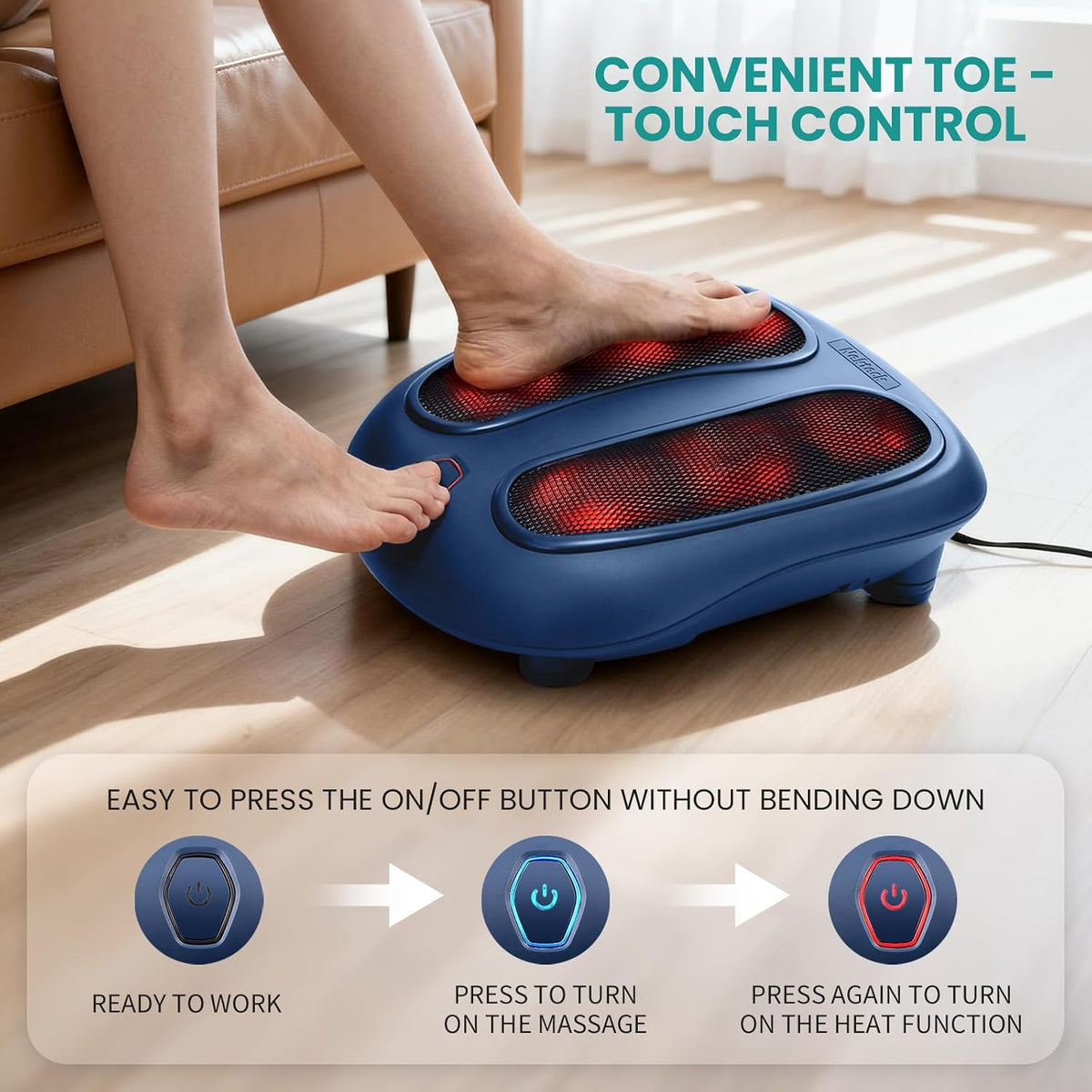 Nekteck Masajeador de pies Shiatsu con calor para neuropatía