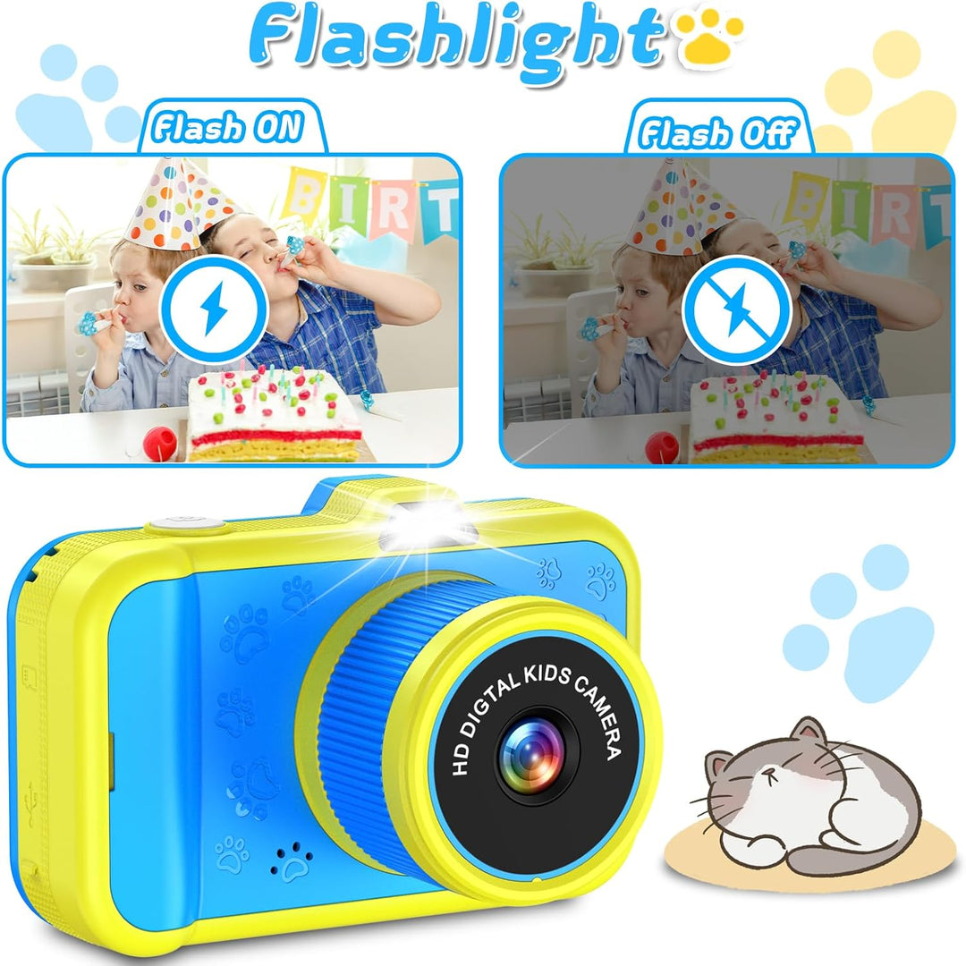 CHAKEYAKE Cámara para niños con lente de zoom giratoria, pantalla g...
