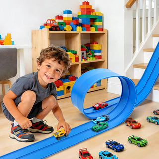 Pista de carreras flexible para niños, juego de iniciación de 15 pi...