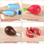 WHOLL - Juego de 45 piezas de comida de madera para niños, juguetes de