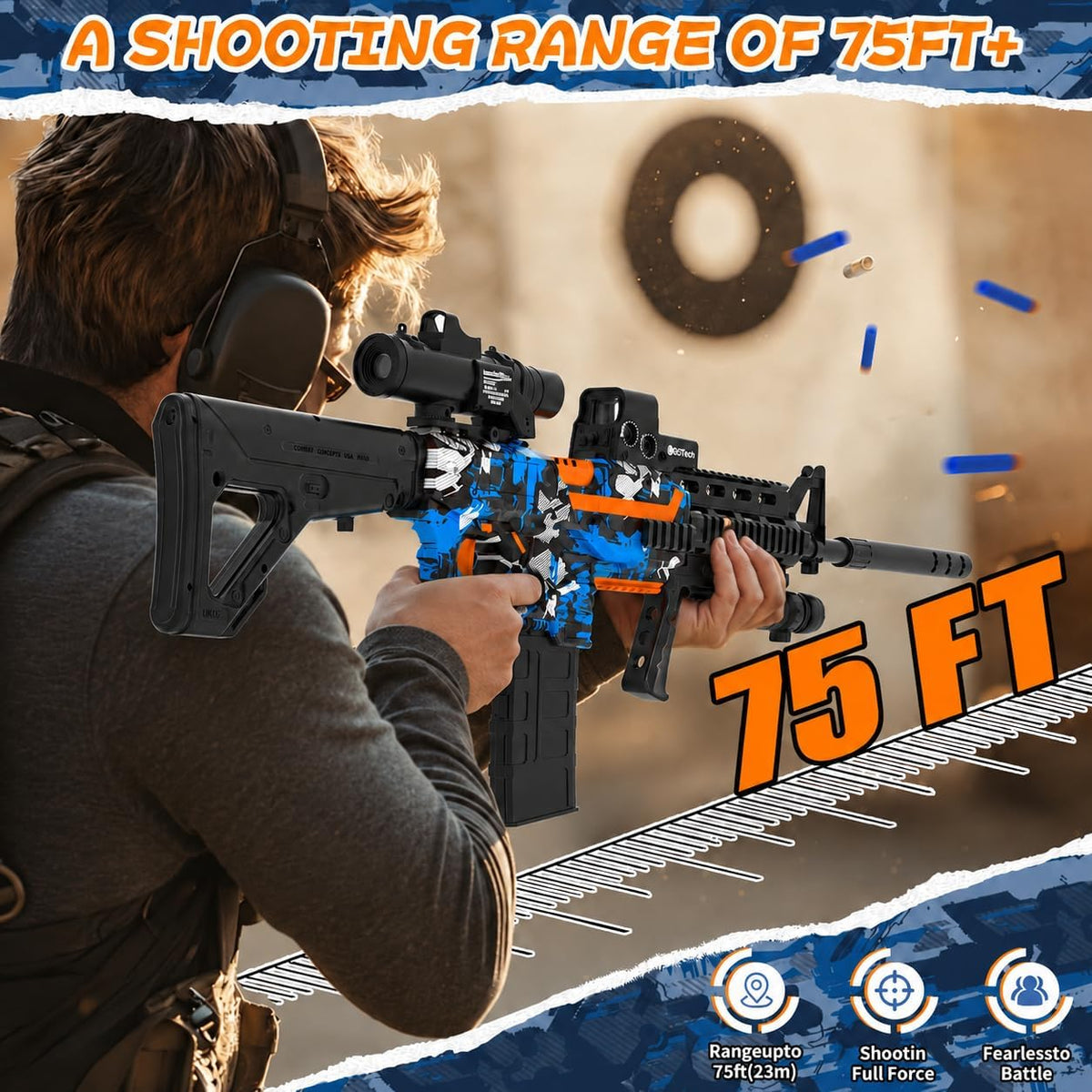 Pistola de juguete automática de espuma de francotirador con alcance, pistola de juguete eléctrica con 120 dardos para pistolas, IR, linterna, GDS, gafas, tecnología de bombas de aire, juego de