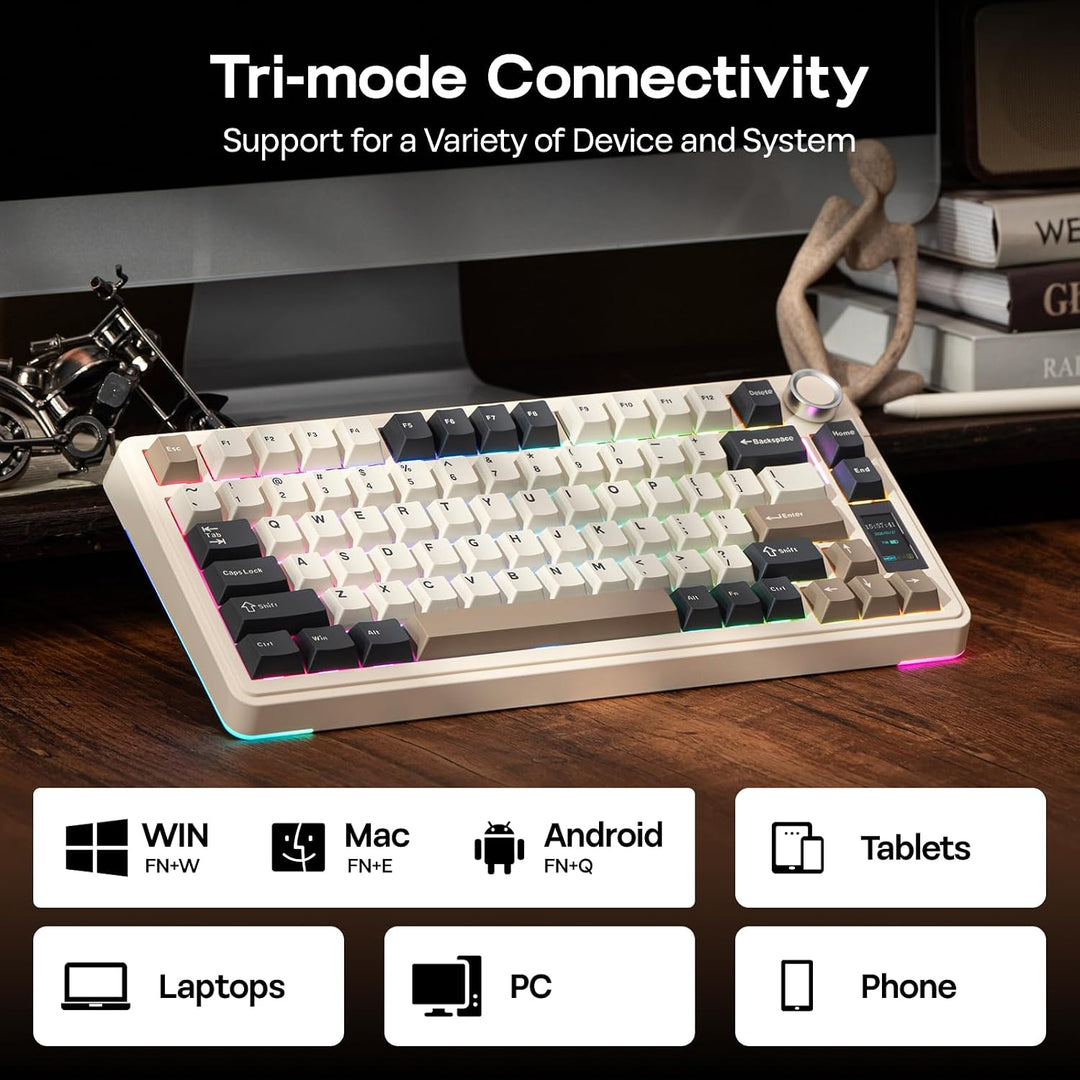 EPOMAKER X Aula EA75 MAX Teclado inalámbrico para juegos con pantal...