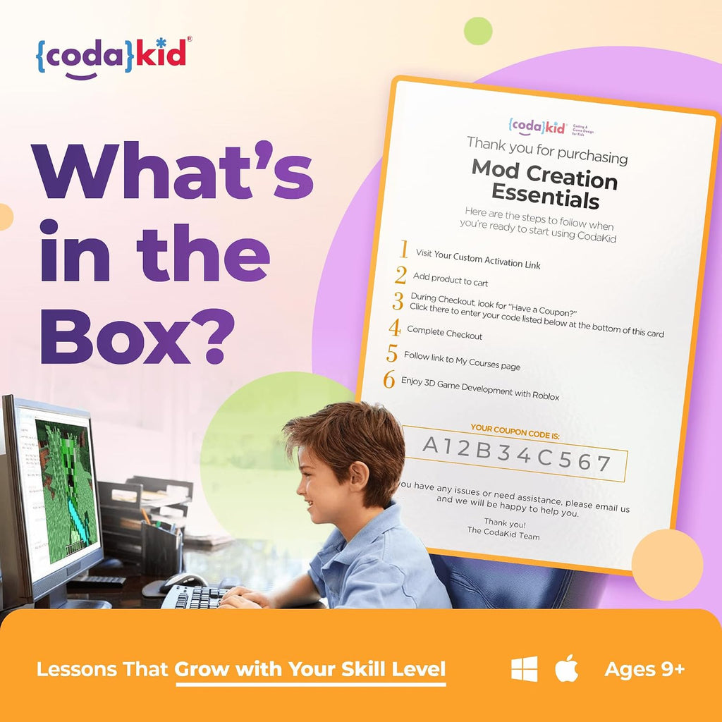CodaKid Coding Box para niños - Actividad de Modding de Minecraft y Diseño de Juegos en Java, Edades 9+ - Incluye 12 meses de acceso y soporte de mentor en línea