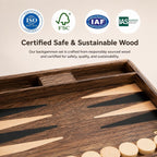 Juego de backgammon de nogal de lujo, tablero de madera con estuche de viaje, cubo doble
