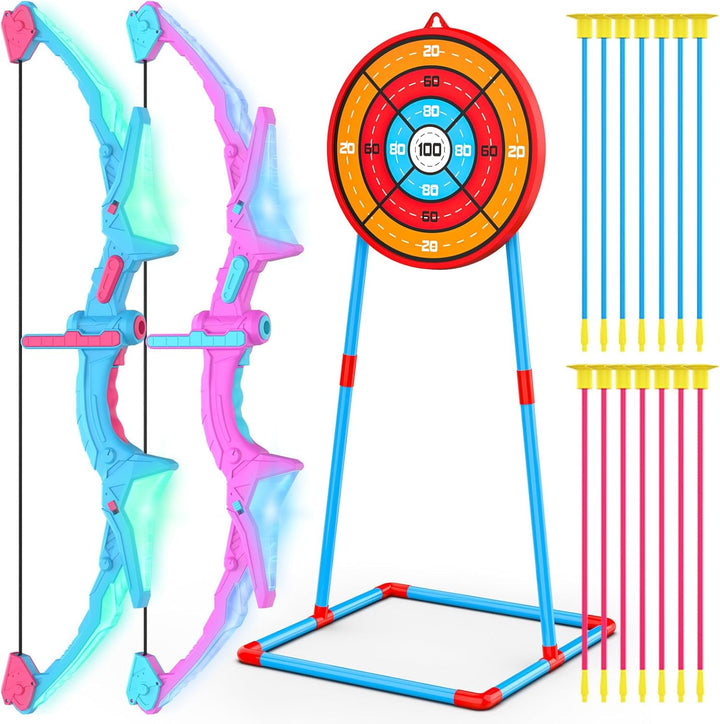 Ocditikl Juego de 2 arcos y flechas para niños, juego de tiro con a...
