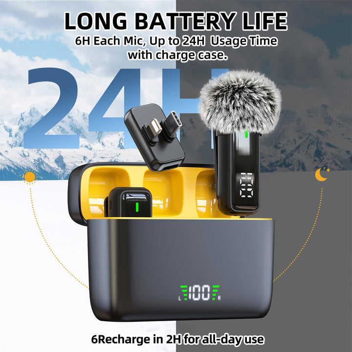 NPTCL Mini micrófono de solapa inalámbrico Lavalier para iPhone y t...