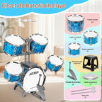Juego de batería para niños de 5 piezas para niños pequeños de 3 a 5 años, juego de batería para niños pequeños de 5 a 7 años, juguetes de instrumentos musicales, juguetes de percusión, cumpleaños para niños de 3, 4, 5, 6, 7, 8 años, niños y niñas