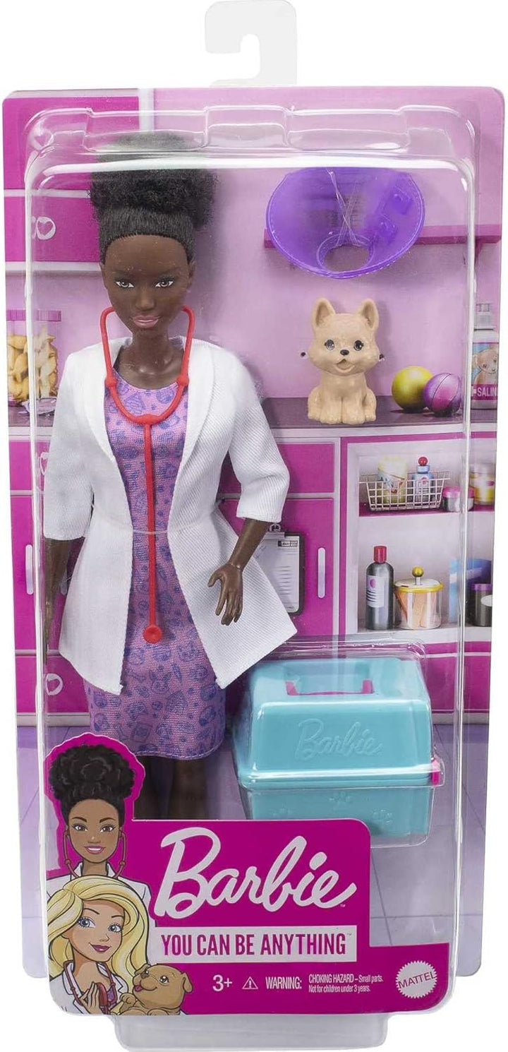 Barbie Careers - Muñeca y accesorios para mascotas morenas, traje e...