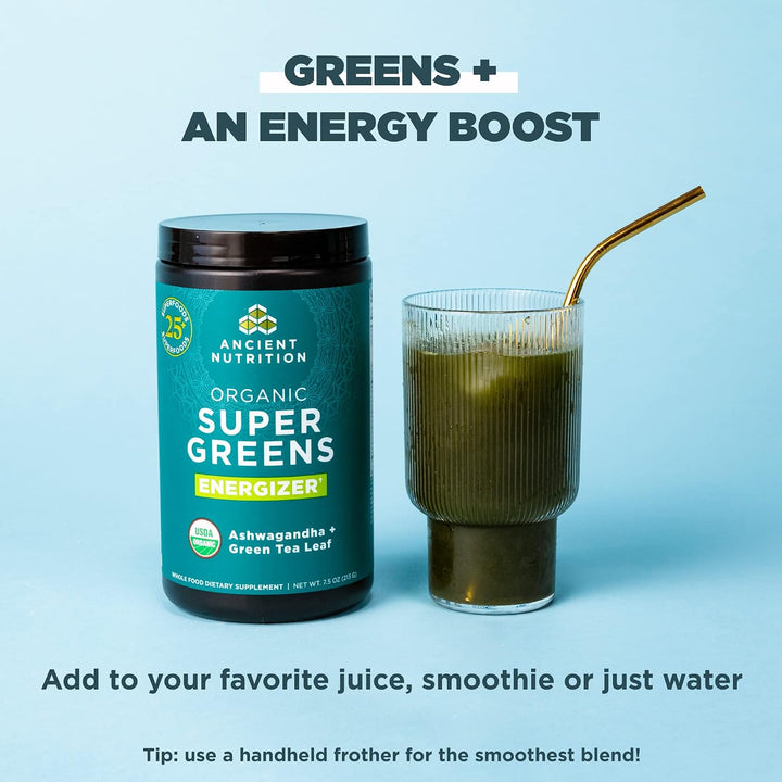 Ancient Nutrition Polvo energizante orgánico SuperGreens con probió...