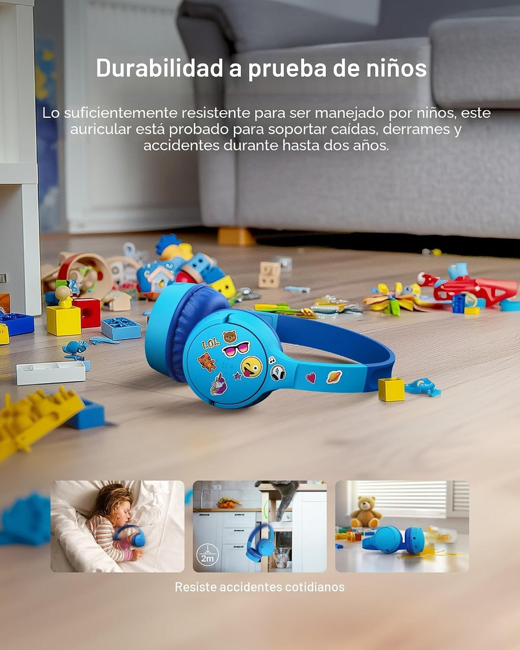 Belkin SoundForm Mini - Auriculares inalámbricos Bluetooth para niños, batería de 30 horas, límite de volumen seguro de 85 dB, micrófono integrado, auriculares para niños pequeños para iPhone, iPad