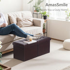 AmasSmile Banco de almacenamiento otomano reposapiés, pecho plegable de