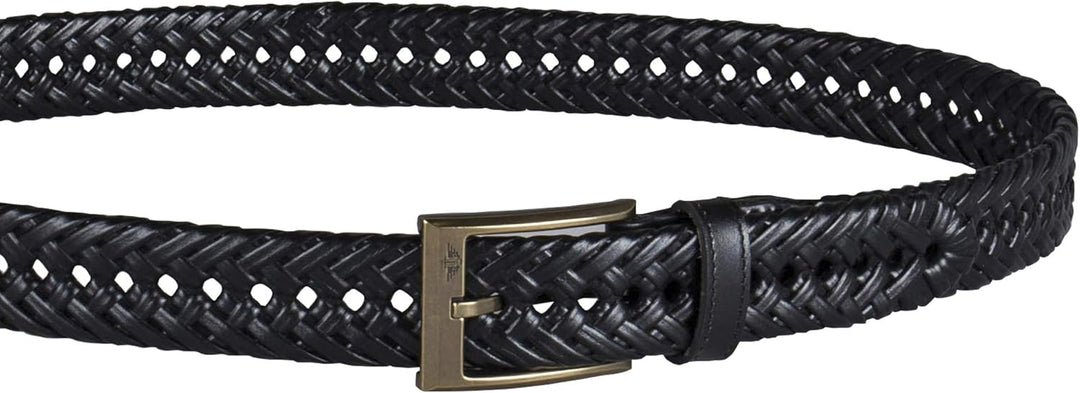 DOCKERS Cinturón de cuero trenzado para hombre, correa casual total...