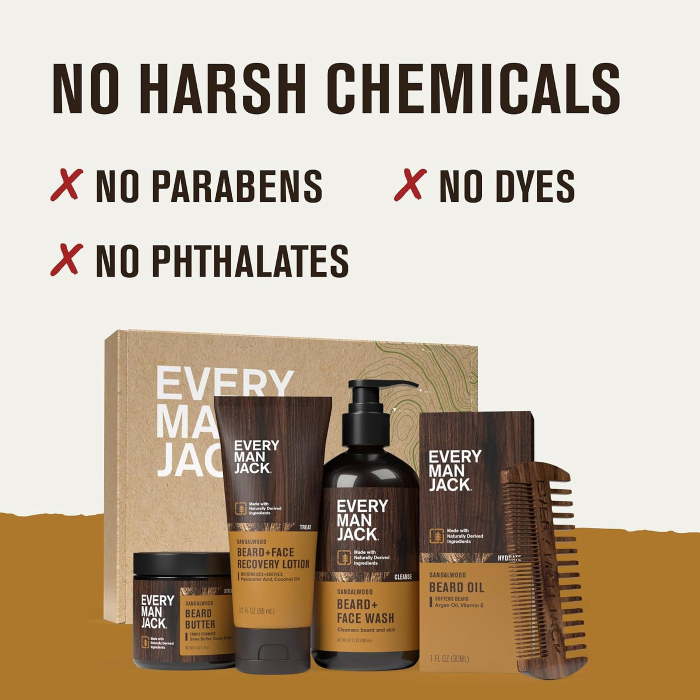 Every Man Jack Beard Essentials Set de regalo para hombres, rutina...