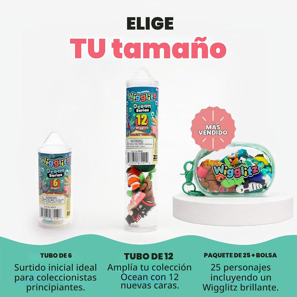 Ocean - Paquete de 12 juguetes coleccionables para ansiedad Wiggly