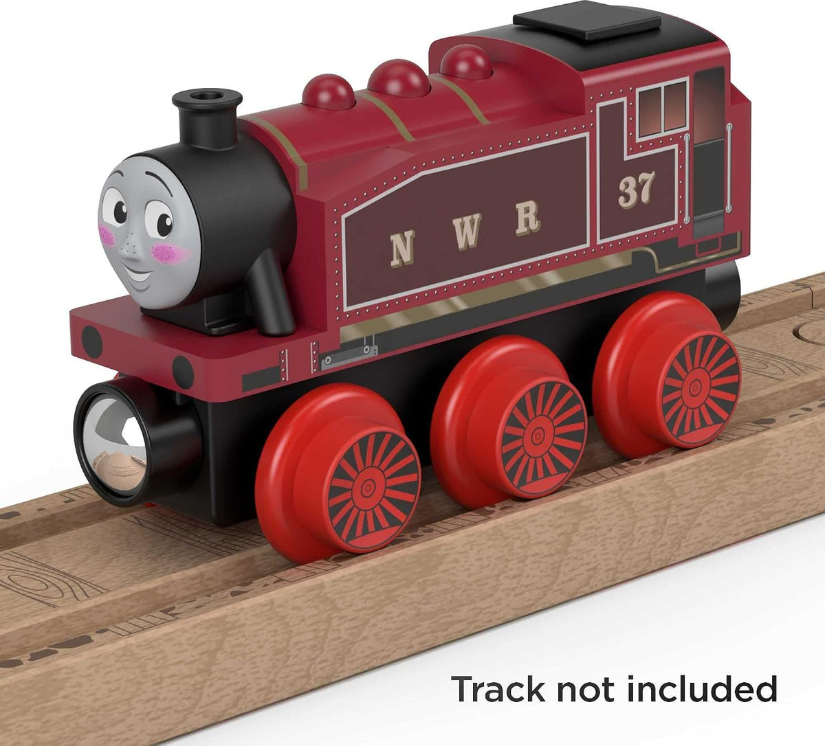 Thomas & Friends Ferrocarril de madera, motor Rosie, tren de juguete hecho de madera de origen sostenible para niños pequeños y preescolares