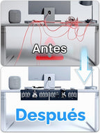 Bandeja de gestión de cables para debajo del escritorio sin perforación, gestión de cables de 14'', abrazadera sin perforaciones, bandeja de cables de metal, organizador de cables debajo del