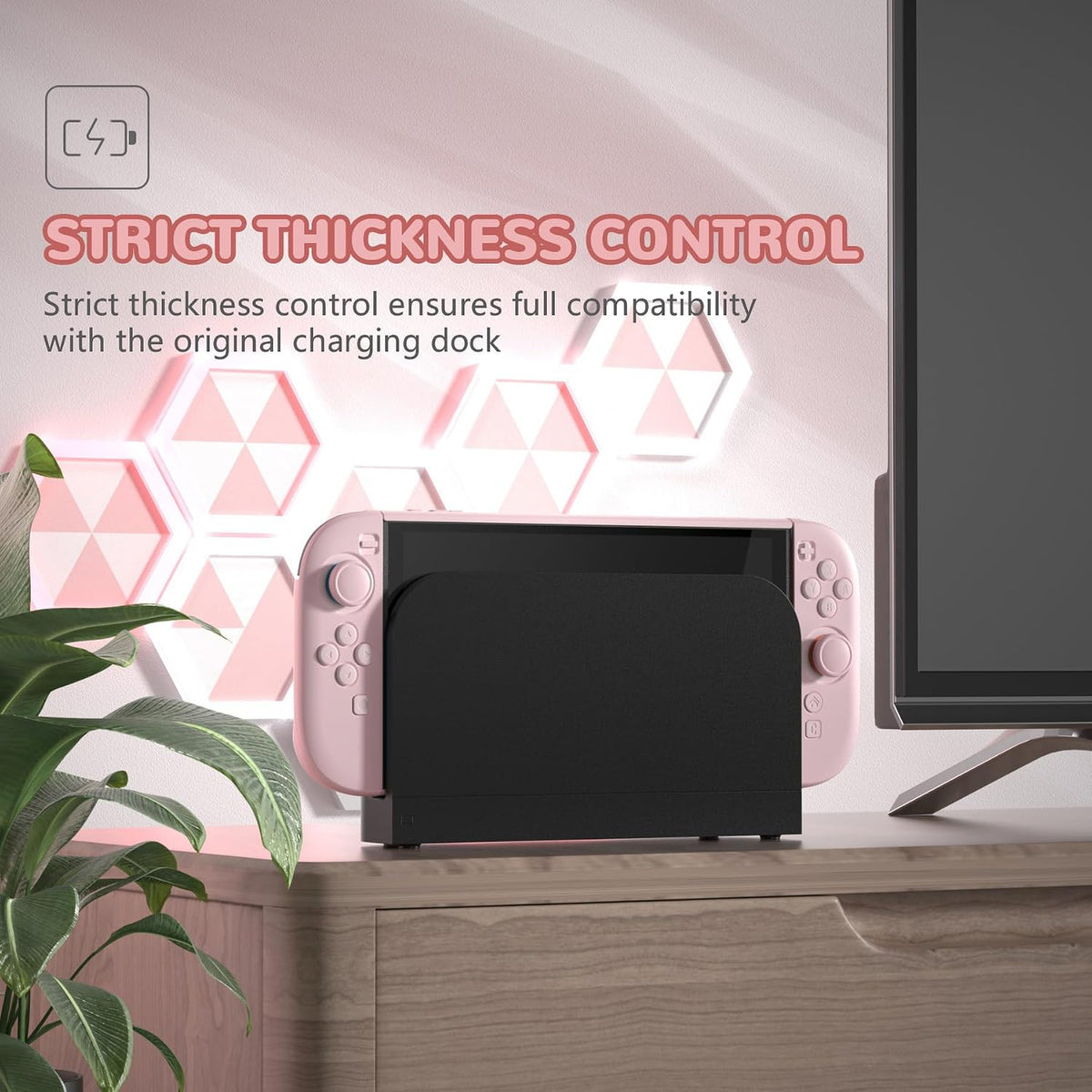 PlayVital Funda Resistente para Nintendo Switch 2 con Soporte Extra y Tapas de Joystick | Diseño Dividido, Cubierta Protectora de Cuerpo Completo, Dockable para Nintendo Switch 2 | Serie de Color Sólido, Cerezos en Flor Rosa
